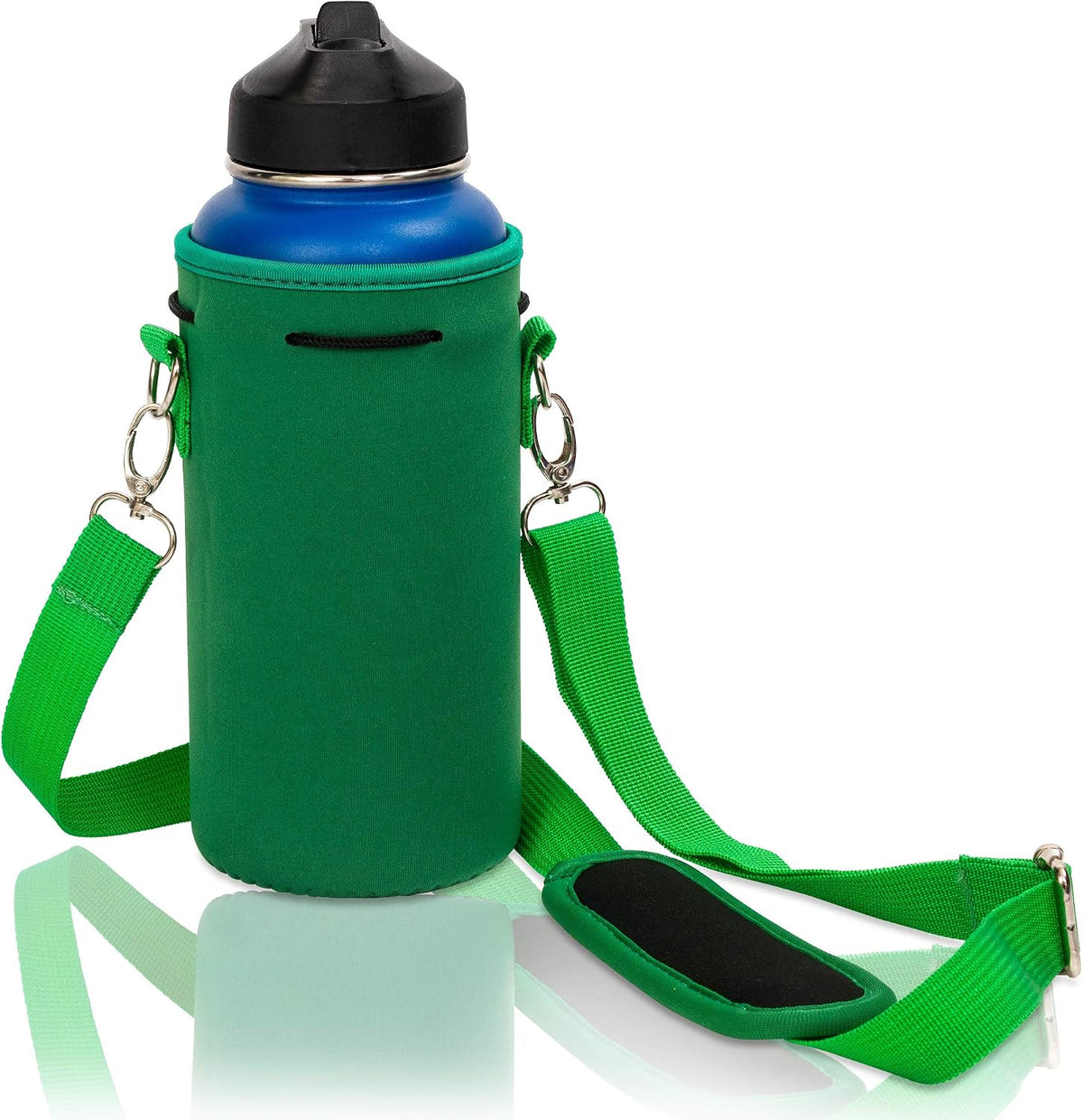 Insulated Water Bottle Carrier – Neoprene Bottle Sling - Adjustable Strap – Protective Sleeve Stainless Steel & Plastic – Travel, Hiking & Everyday (Black, Medium 16-22oz)