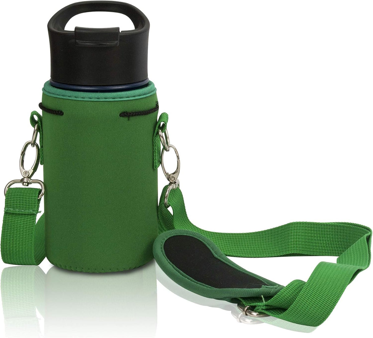 Insulated Water Bottle Carrier – Neoprene Bottle Sling - Adjustable Strap – Protective Sleeve Stainless Steel & Plastic – Travel, Hiking & Everyday (Black, Medium 16-22oz)