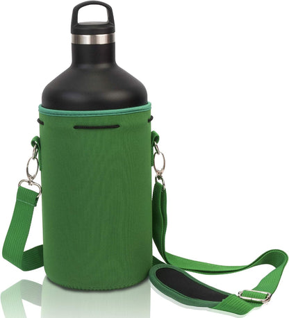 Insulated Water Bottle Carrier – Neoprene Bottle Sling - Adjustable Strap – Protective Sleeve Stainless Steel & Plastic – Travel, Hiking & Everyday (Black, Medium 16-22oz)
