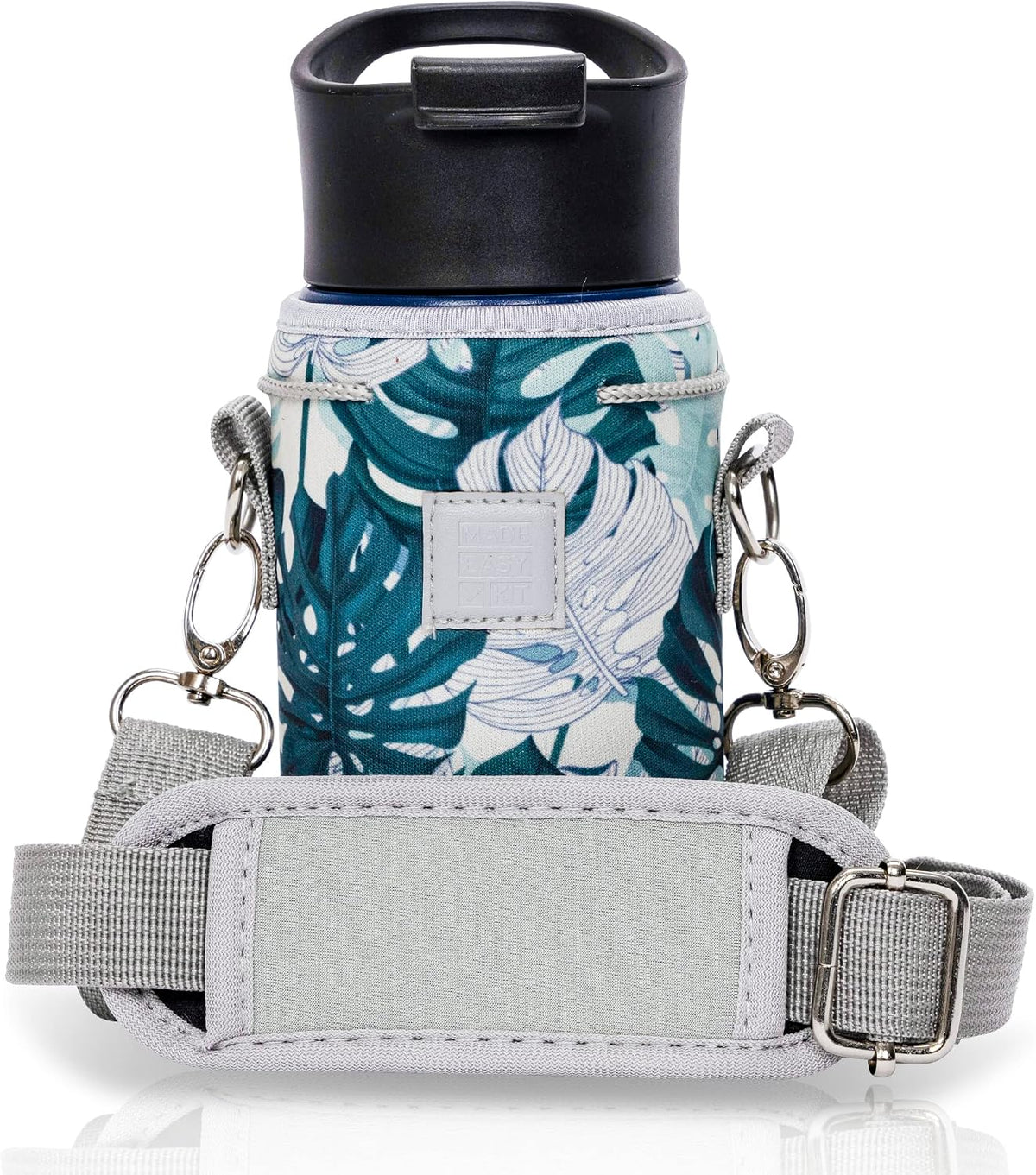 Insulated Water Bottle Carrier – Neoprene Bottle Sling - Adjustable Strap – Protective Sleeve Stainless Steel & Plastic – Travel, Hiking & Everyday (Black, Medium 16-22oz)