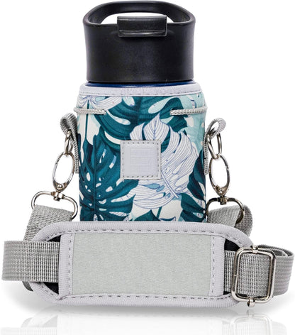 Insulated Water Bottle Carrier – Neoprene Bottle Sling - Adjustable Strap – Protective Sleeve Stainless Steel & Plastic – Travel, Hiking & Everyday (Black, Medium 16-22oz)