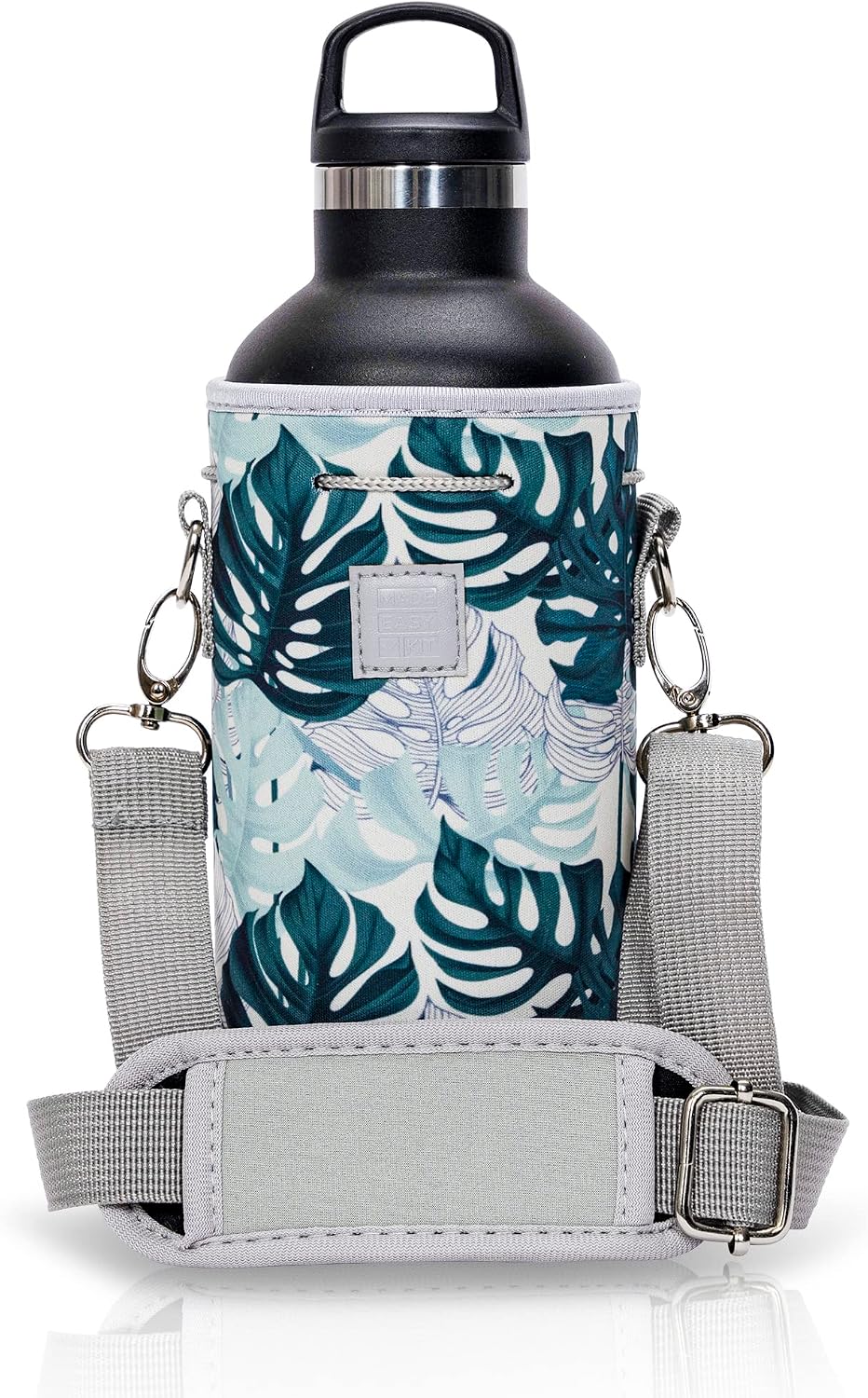 Insulated Water Bottle Carrier – Neoprene Bottle Sling - Adjustable Strap – Protective Sleeve Stainless Steel & Plastic – Travel, Hiking & Everyday (Black, Medium 16-22oz)