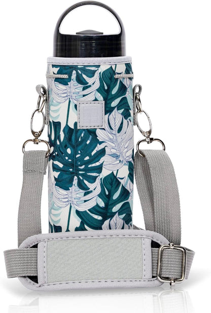 Insulated Water Bottle Carrier – Neoprene Bottle Sling - Adjustable Strap – Protective Sleeve Stainless Steel & Plastic – Travel, Hiking & Everyday (Black, Medium 16-22oz)