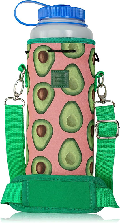 Insulated Water Bottle Carrier – Neoprene Bottle Sling - Adjustable Strap – Protective Sleeve Stainless Steel & Plastic – Travel, Hiking & Everyday (Black, Medium 16-22oz)