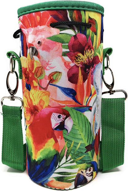 Insulated Water Bottle Carrier – Neoprene Bottle Sling - Adjustable Strap – Protective Sleeve Stainless Steel & Plastic – Travel, Hiking & Everyday (Black, Medium 16-22oz)