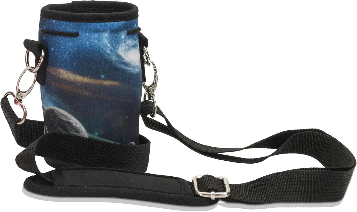 Insulated Water Bottle Carrier – Neoprene Bottle Sling - Adjustable Strap – Protective Sleeve Stainless Steel & Plastic – Travel, Hiking & Everyday (Black, Medium 16-22oz)