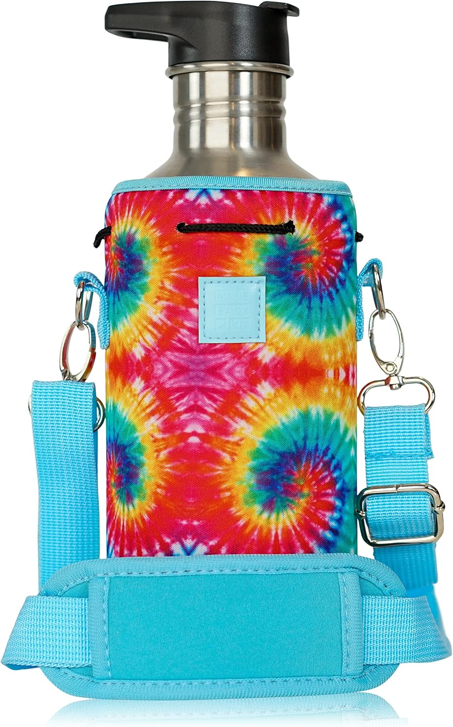 Insulated Water Bottle Carrier – Neoprene Bottle Sling - Adjustable Strap – Protective Sleeve Stainless Steel & Plastic – Travel, Hiking & Everyday (Black, Medium 16-22oz)