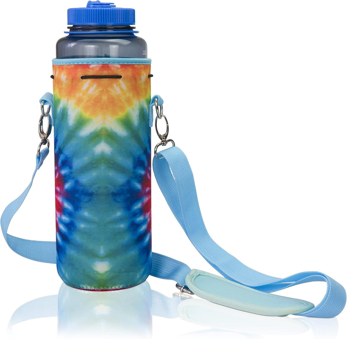 Insulated Water Bottle Carrier – Neoprene Bottle Sling - Adjustable Strap – Protective Sleeve Stainless Steel & Plastic – Travel, Hiking & Everyday (Black, Medium 16-22oz)
