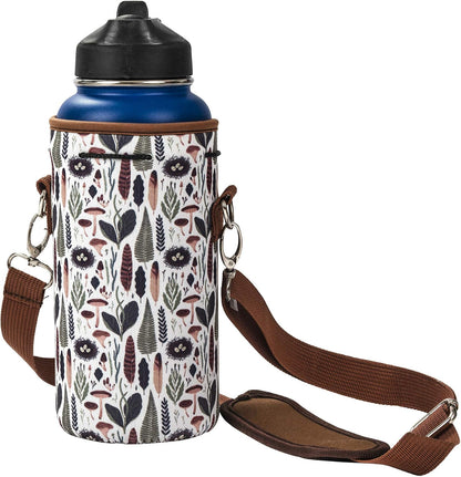 Insulated Water Bottle Carrier – Neoprene Bottle Sling - Adjustable Strap – Protective Sleeve Stainless Steel & Plastic – Travel, Hiking & Everyday (Black, Medium 16-22oz)
