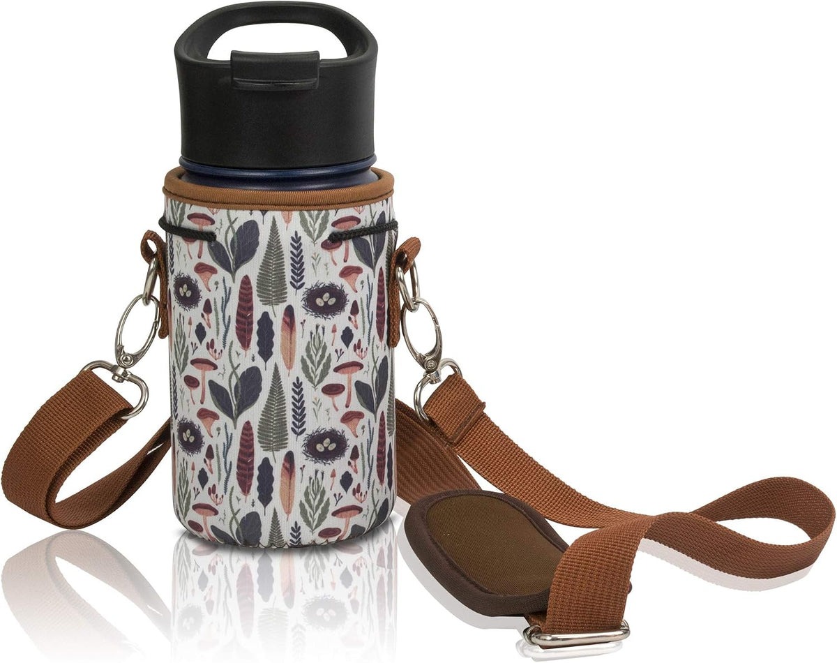 Insulated Water Bottle Carrier – Neoprene Bottle Sling - Adjustable Strap – Protective Sleeve Stainless Steel & Plastic – Travel, Hiking & Everyday (Black, Medium 16-22oz)