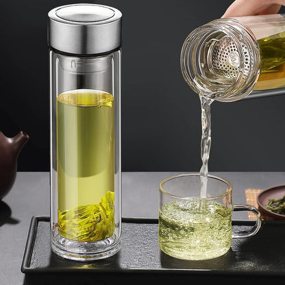 Tea Infuser Bottle, Glass Tea Infuser Mug, 12 fl oz Tumbler