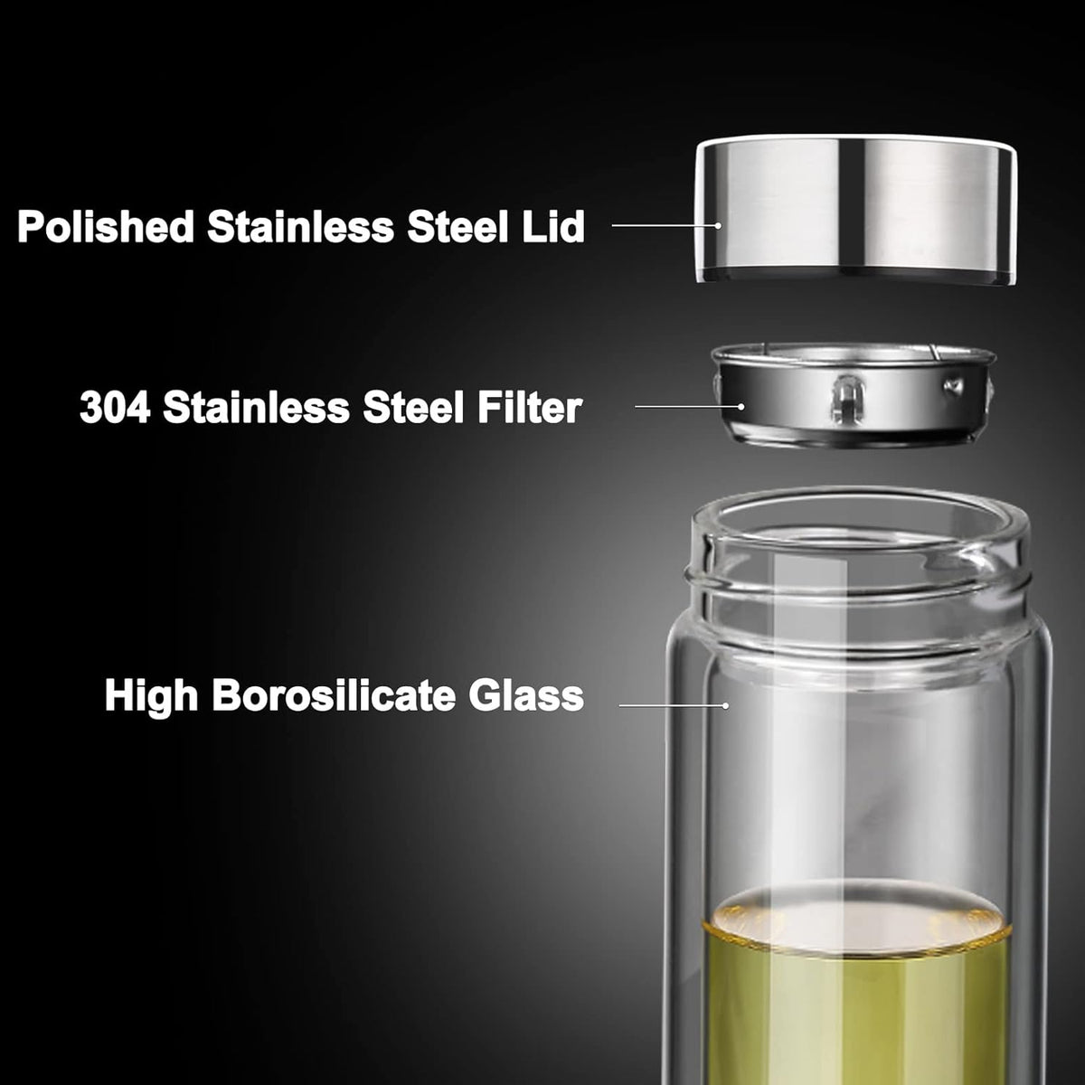 Tea Infuser Bottle, Glass Tea Infuser Mug, 12 fl oz Tumbler