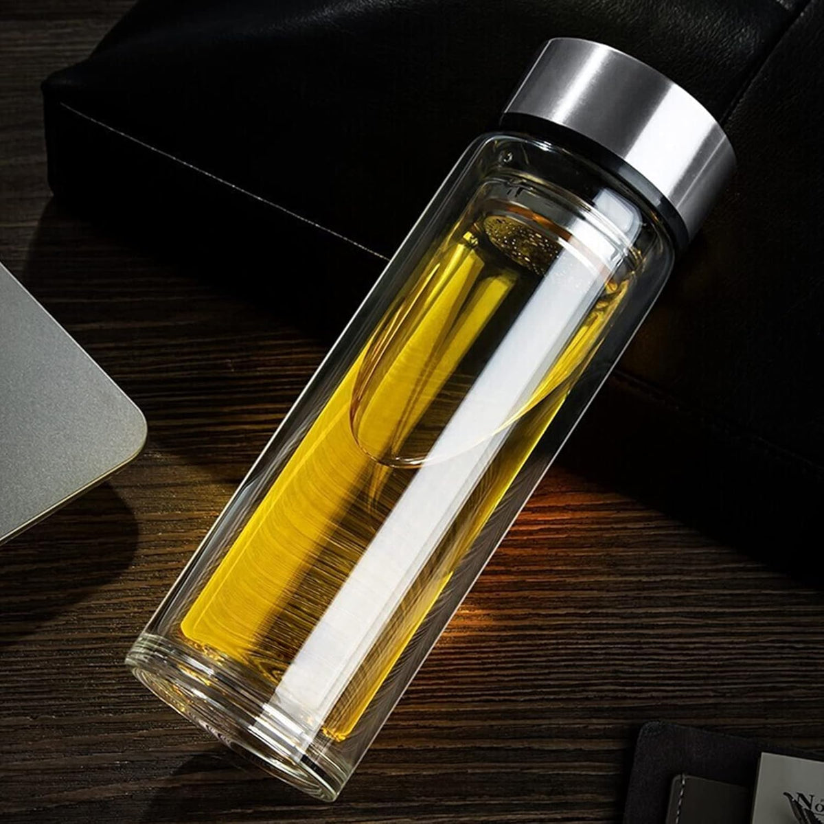 Tea Infuser Bottle, Glass Tea Infuser Mug, 12 fl oz Tumbler