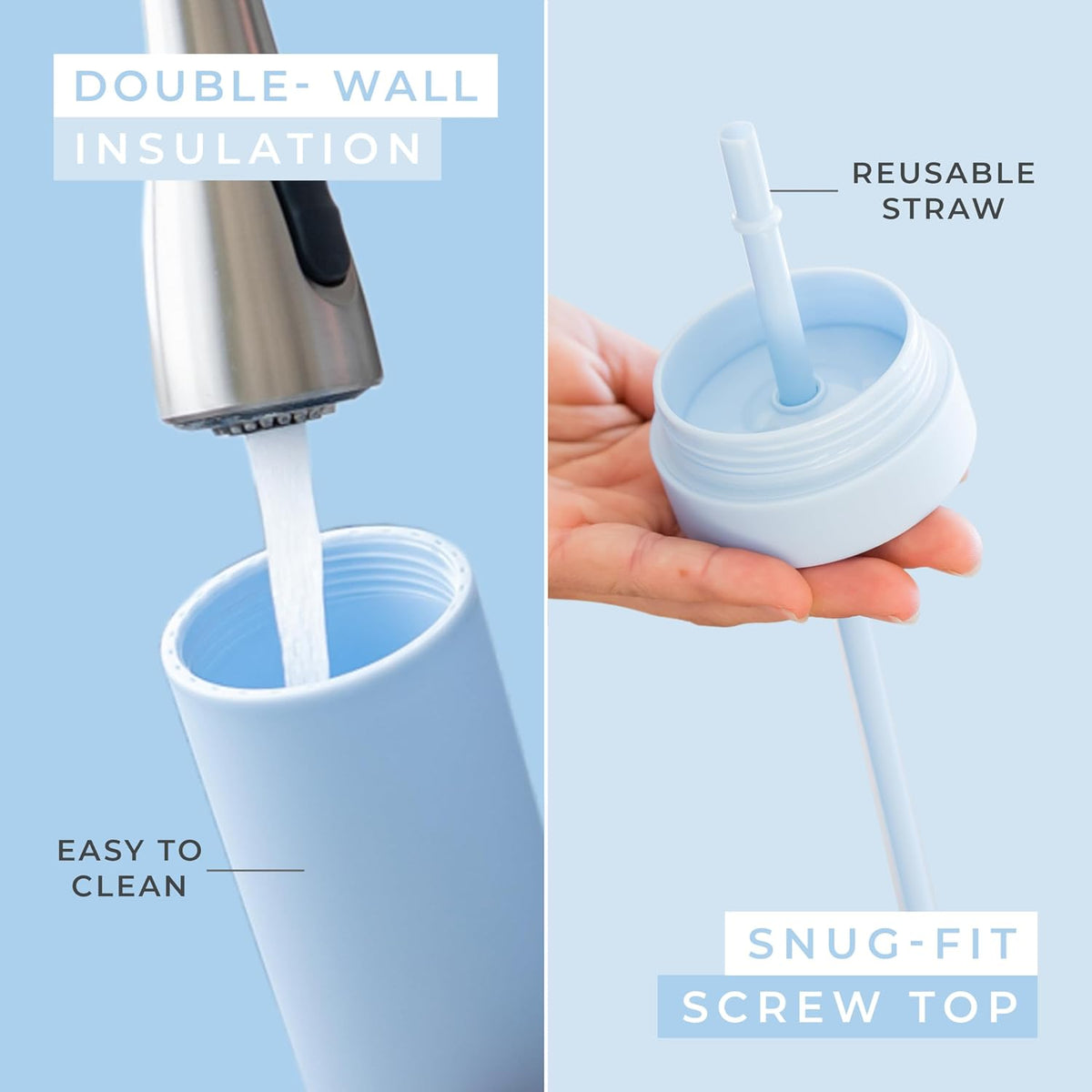 Periwinkle Skinny Tumblers with Lids and Straws (12 pack) - 16oz Double Wall Acrylic Tumbler, Tall Matte Skinny Tumblers, Bulk with Free Straw Cleaner, Reusable Cups