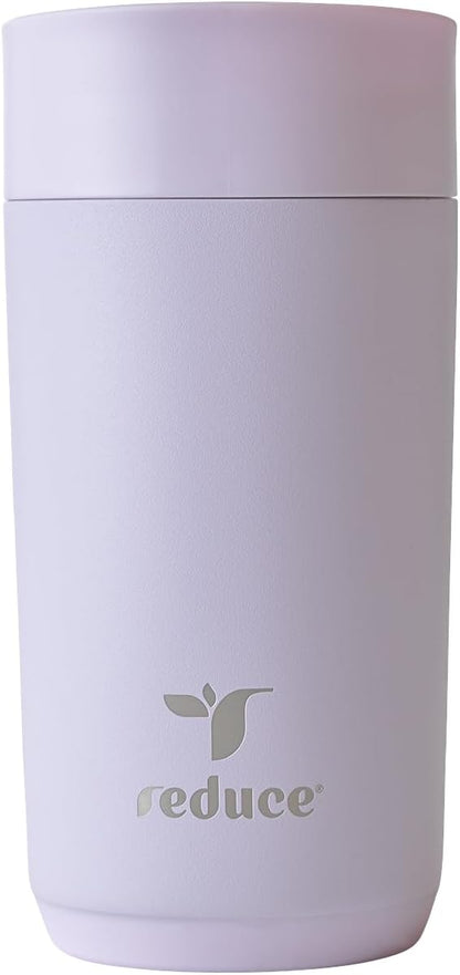 Perk 10oz Insulated Coffee Tumbler – Leak-Proof with Lockable Lid and Vacuum Insulation–Durable Stainless Steel–Fits Car Cup Holders–One-Handed Travel Mug in Sand Leopard Print-Gentle Lavender