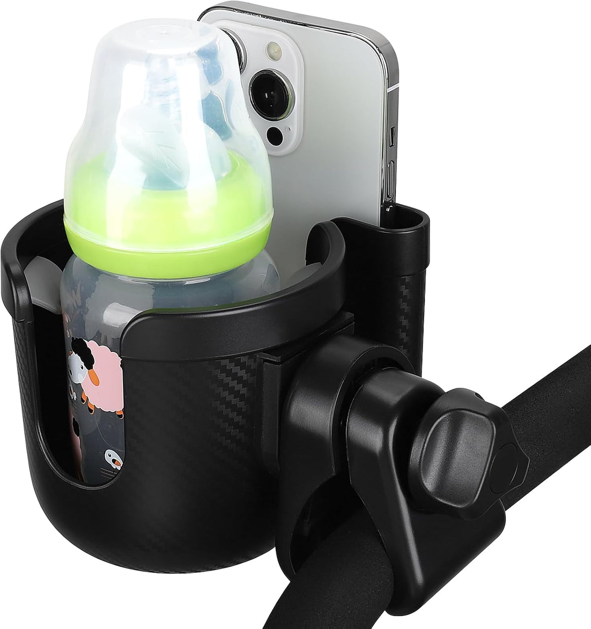 Stroller Cup Holder with Phone Holder, Bike Cup Holder, Universal Cup Holder for Uppababy Nuna Strollers, 2-in-1 Drinks Holder for Walker, Wheelchair, Scooter - Colors A