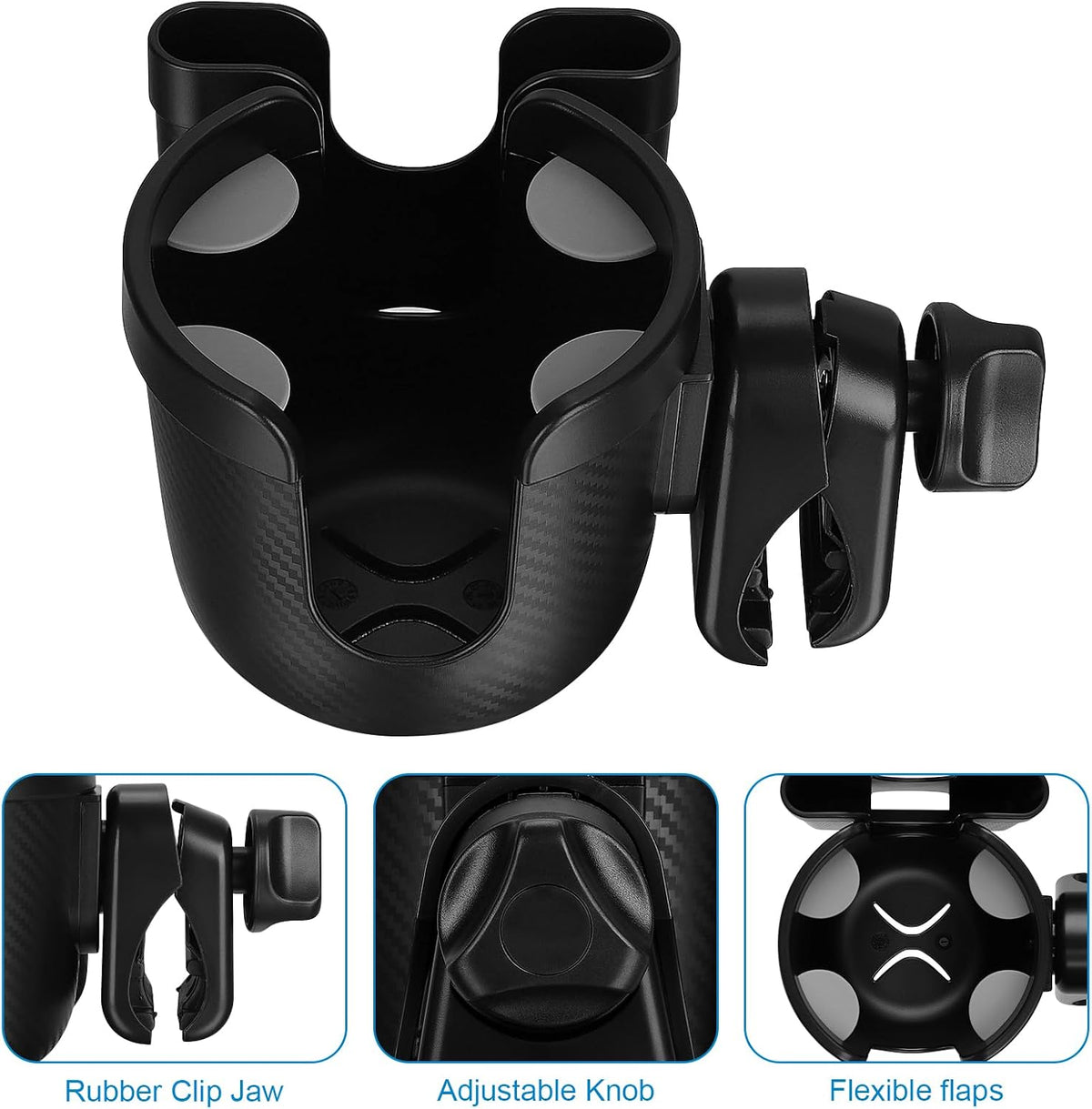 Stroller Cup Holder with Phone Holder, Bike Cup Holder, Universal Cup Holder for Uppababy Nuna Strollers, 2-in-1 Drinks Holder for Walker, Wheelchair, Scooter - Colors A