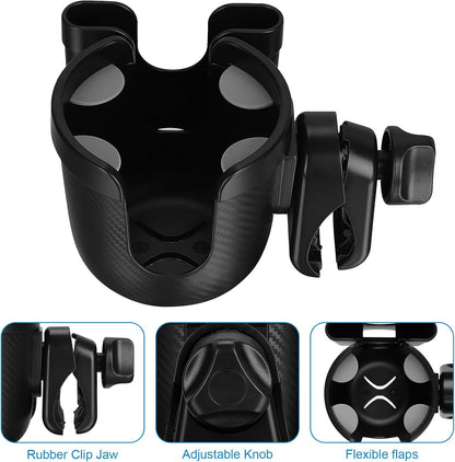 Stroller Cup Holder with Phone Holder, Bike Cup Holder, Universal Cup Holder for Uppababy Nuna Strollers, 2-in-1 Drinks Holder for Walker, Wheelchair, Scooter - Colors A