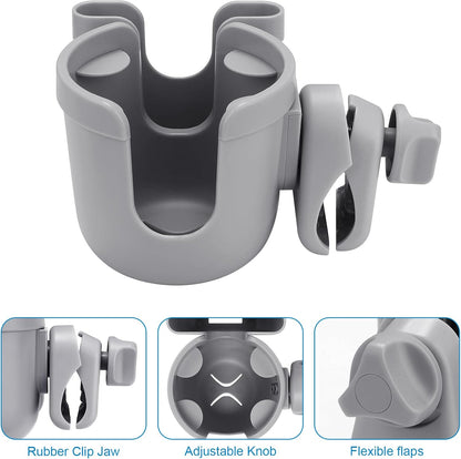 Stroller Cup Holder with Phone Holder, Bike Cup Holder, Universal Cup Holder for Uppababy Nuna Strollers, 2-in-1 Drinks Holder for Walker, Wheelchair, Scooter - Colors A