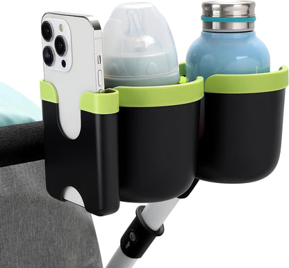 Stroller Cup Holder with Phone Holder, Bike Cup Holder, Universal Cup Holder for Uppababy Nuna Strollers, 2-in-1 Drinks Holder for Walker, Wheelchair, Scooter - Colors A