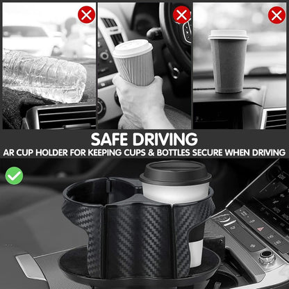 2-in-1 Multifunctional Car Cup Holder Expander Adapter, Universal Double Cup Holder with Adjustable Bracket, Elastic Open-Close Mouth, Fits Most Hydro Flask Bottles and Cups