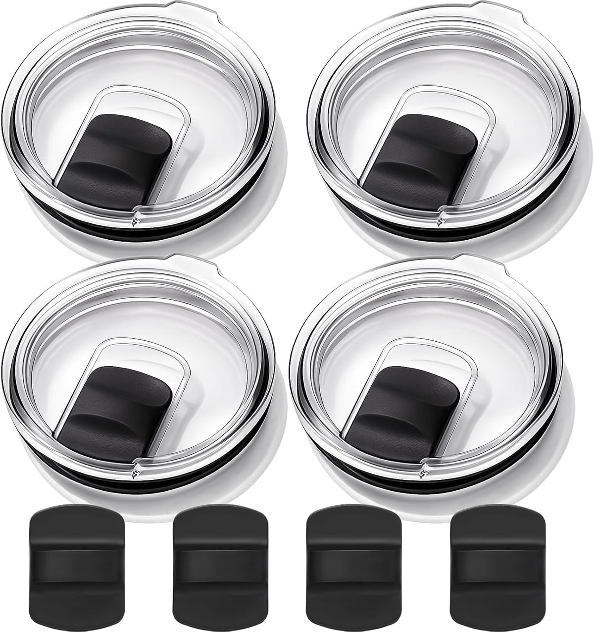 4 Pack Tumbler Lid Replacement for YETI 20oz Tumbler, BPA Free | For YETI 16 oz Pints, 10/24 oz Mugs and 10 oz Lowball, Spill Proof Magnetic Slider Lid Replacement
