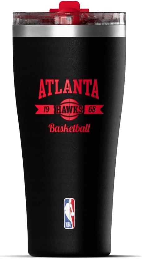 NBA Officially Licensed Houston Rockets 30oz Vacuum Insulated Stainless Steel Water Bottle with Straw Lid, Spill-Proof, Cup Holder Friendly Design for Daily Hydration