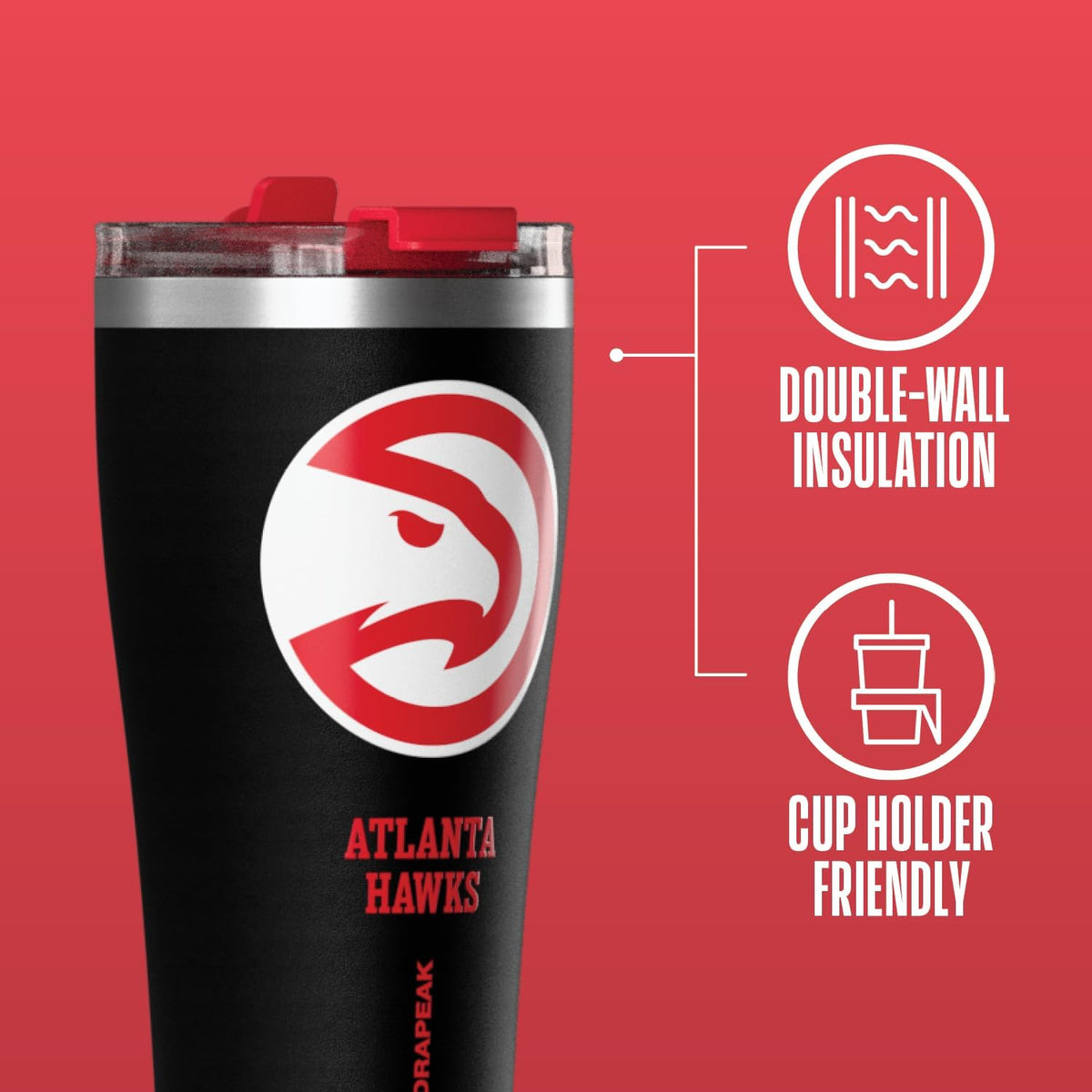 NBA Officially Licensed Houston Rockets 30oz Vacuum Insulated Stainless Steel Water Bottle with Straw Lid, Spill-Proof, Cup Holder Friendly Design for Daily Hydration