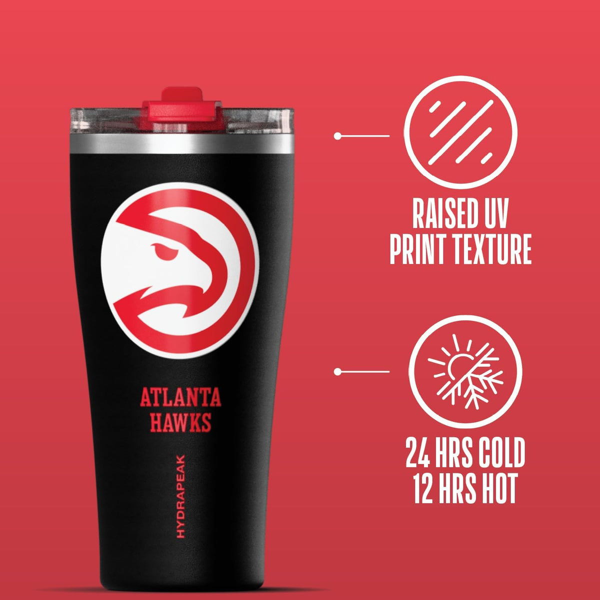 NBA Officially Licensed Houston Rockets 30oz Vacuum Insulated Stainless Steel Water Bottle with Straw Lid, Spill-Proof, Cup Holder Friendly Design for Daily Hydration