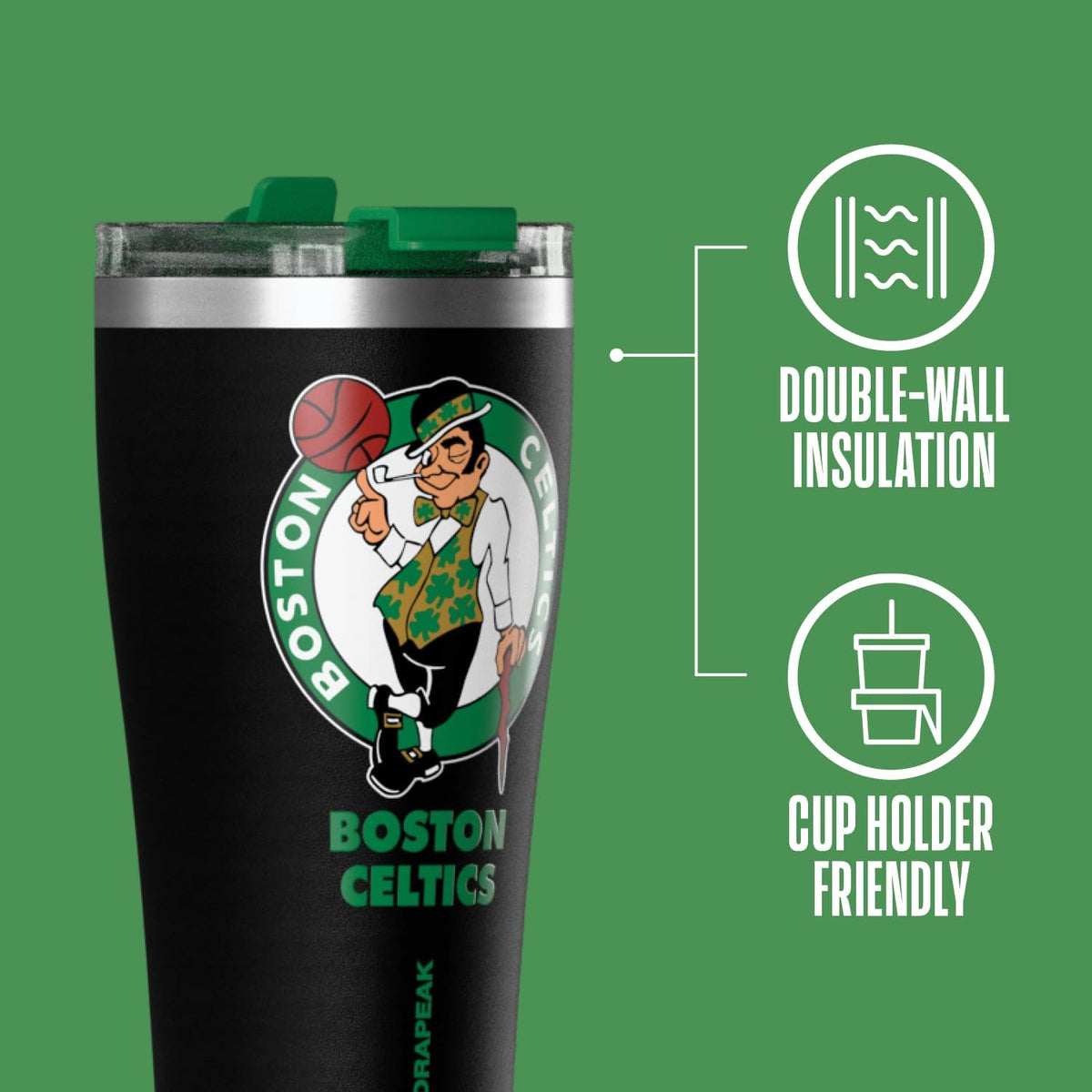 NBA Officially Licensed Houston Rockets 30oz Vacuum Insulated Stainless Steel Water Bottle with Straw Lid, Spill-Proof, Cup Holder Friendly Design for Daily Hydration