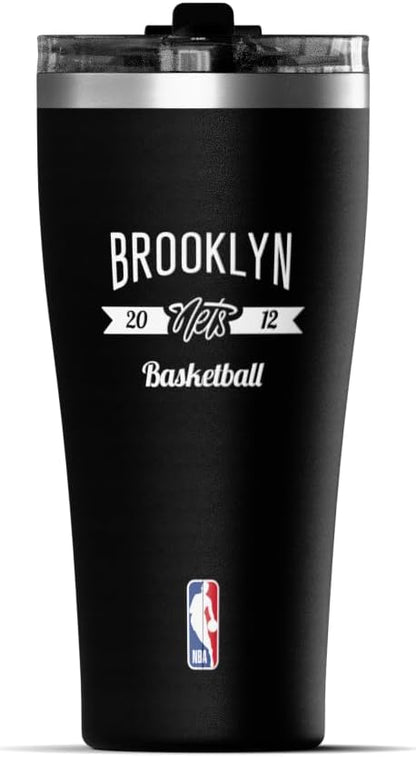 NBA Officially Licensed Houston Rockets 30oz Vacuum Insulated Stainless Steel Water Bottle with Straw Lid, Spill-Proof, Cup Holder Friendly Design for Daily Hydration