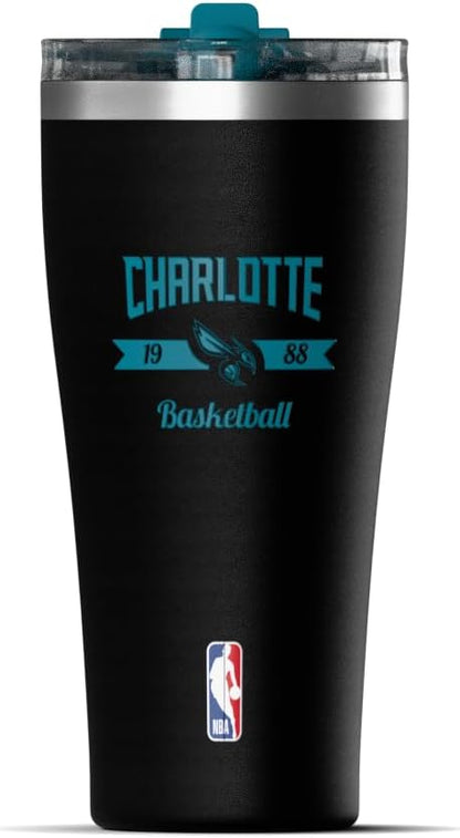 NBA Officially Licensed Houston Rockets 30oz Vacuum Insulated Stainless Steel Water Bottle with Straw Lid, Spill-Proof, Cup Holder Friendly Design for Daily Hydration