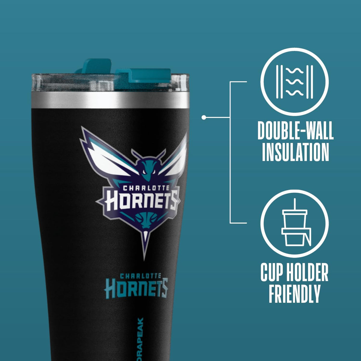 NBA Officially Licensed Houston Rockets 30oz Vacuum Insulated Stainless Steel Water Bottle with Straw Lid, Spill-Proof, Cup Holder Friendly Design for Daily Hydration