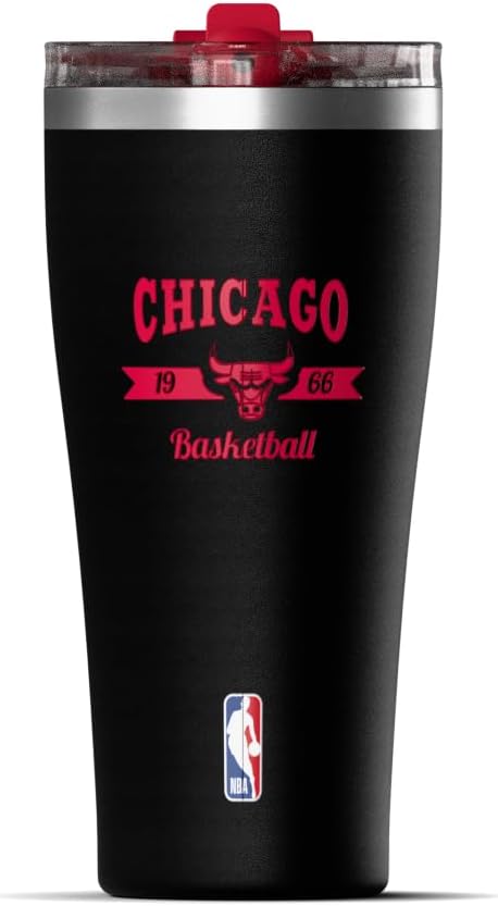 NBA Officially Licensed Houston Rockets 30oz Vacuum Insulated Stainless Steel Water Bottle with Straw Lid, Spill-Proof, Cup Holder Friendly Design for Daily Hydration