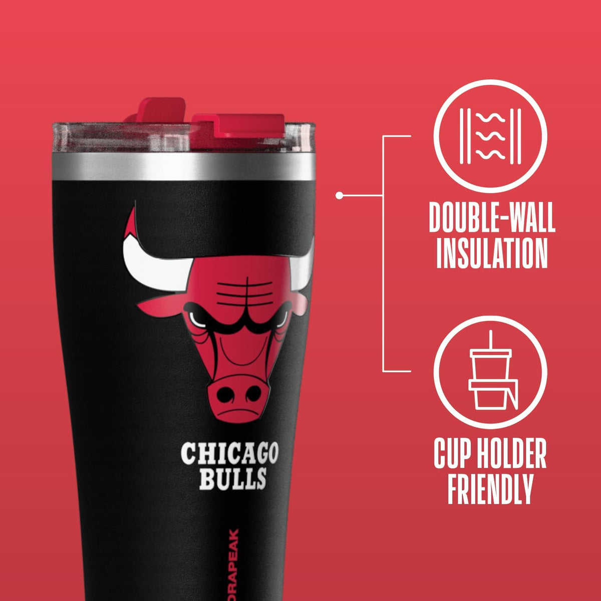 NBA Officially Licensed Houston Rockets 30oz Vacuum Insulated Stainless Steel Water Bottle with Straw Lid, Spill-Proof, Cup Holder Friendly Design for Daily Hydration