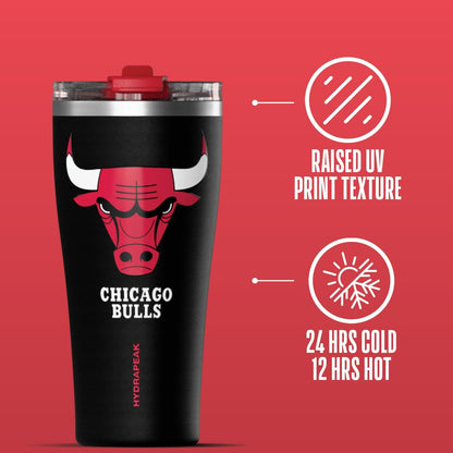 NBA Officially Licensed Houston Rockets 30oz Vacuum Insulated Stainless Steel Water Bottle with Straw Lid, Spill-Proof, Cup Holder Friendly Design for Daily Hydration