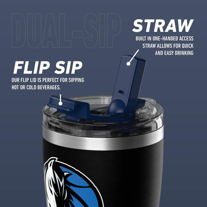 NBA Officially Licensed Houston Rockets 30oz Vacuum Insulated Stainless Steel Water Bottle with Straw Lid, Spill-Proof, Cup Holder Friendly Design for Daily Hydration