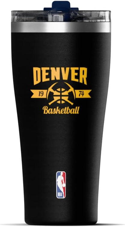 NBA Officially Licensed Houston Rockets 30oz Vacuum Insulated Stainless Steel Water Bottle with Straw Lid, Spill-Proof, Cup Holder Friendly Design for Daily Hydration