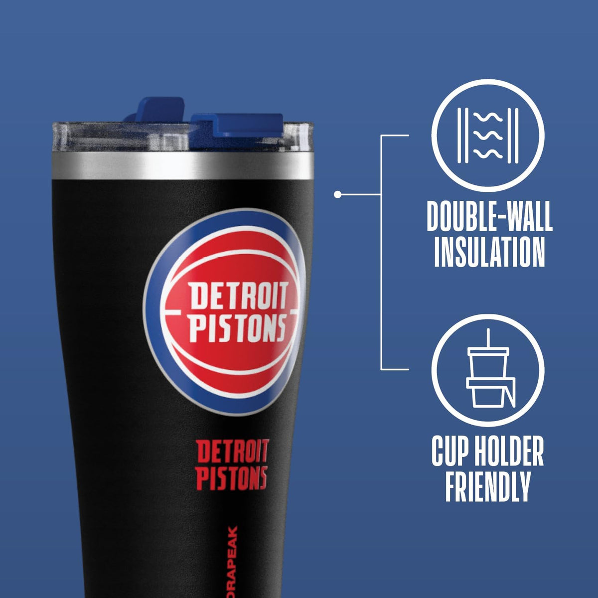 NBA Officially Licensed Houston Rockets 30oz Vacuum Insulated Stainless Steel Water Bottle with Straw Lid, Spill-Proof, Cup Holder Friendly Design for Daily Hydration