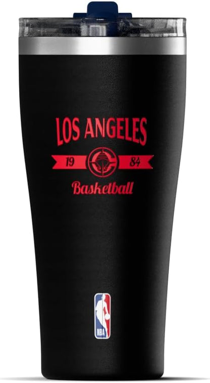 NBA Officially Licensed Houston Rockets 30oz Vacuum Insulated Stainless Steel Water Bottle with Straw Lid, Spill-Proof, Cup Holder Friendly Design for Daily Hydration