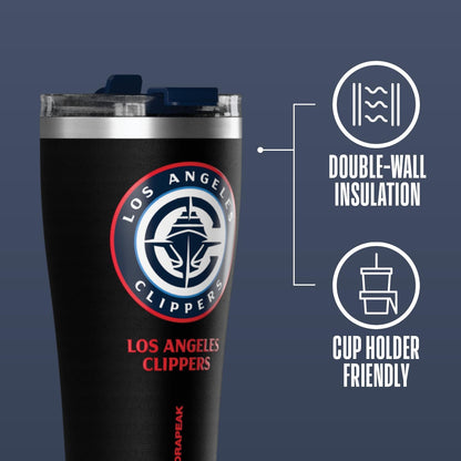 NBA Officially Licensed Houston Rockets 30oz Vacuum Insulated Stainless Steel Water Bottle with Straw Lid, Spill-Proof, Cup Holder Friendly Design for Daily Hydration