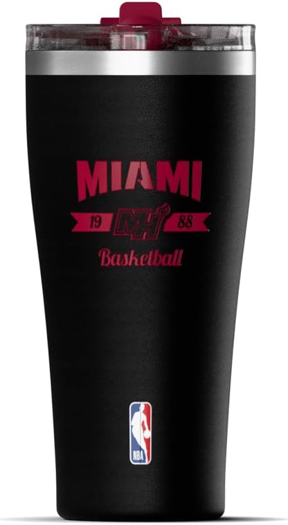 NBA Officially Licensed Houston Rockets 30oz Vacuum Insulated Stainless Steel Water Bottle with Straw Lid, Spill-Proof, Cup Holder Friendly Design for Daily Hydration