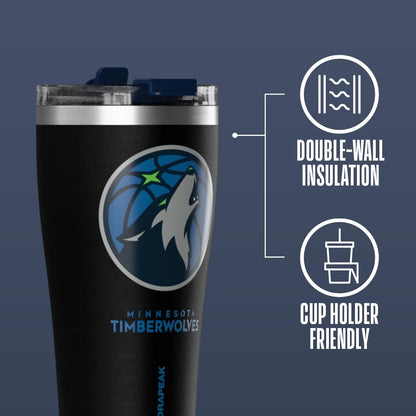 NBA Officially Licensed Houston Rockets 30oz Vacuum Insulated Stainless Steel Water Bottle with Straw Lid, Spill-Proof, Cup Holder Friendly Design for Daily Hydration