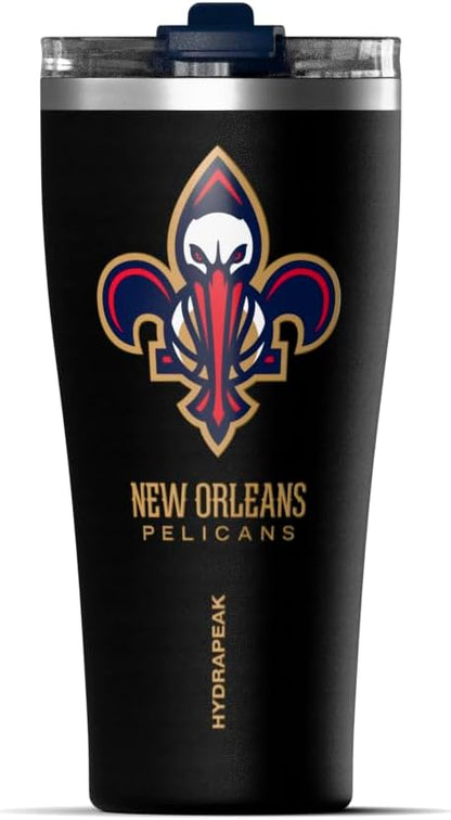 NBA Officially Licensed Houston Rockets 30oz Vacuum Insulated Stainless Steel Water Bottle with Straw Lid, Spill-Proof, Cup Holder Friendly Design for Daily Hydration