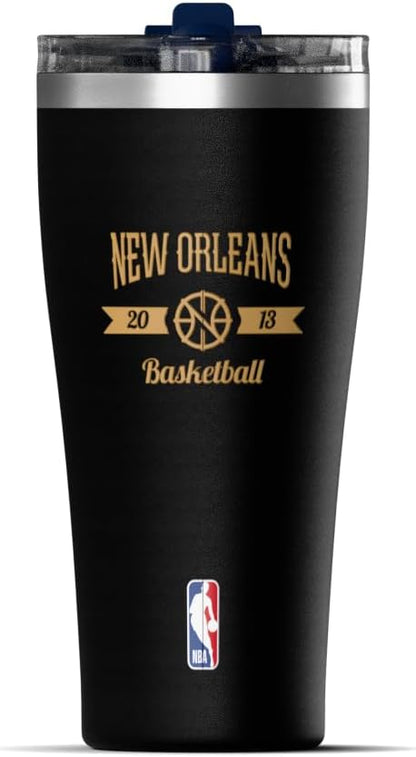 NBA Officially Licensed Houston Rockets 30oz Vacuum Insulated Stainless Steel Water Bottle with Straw Lid, Spill-Proof, Cup Holder Friendly Design for Daily Hydration