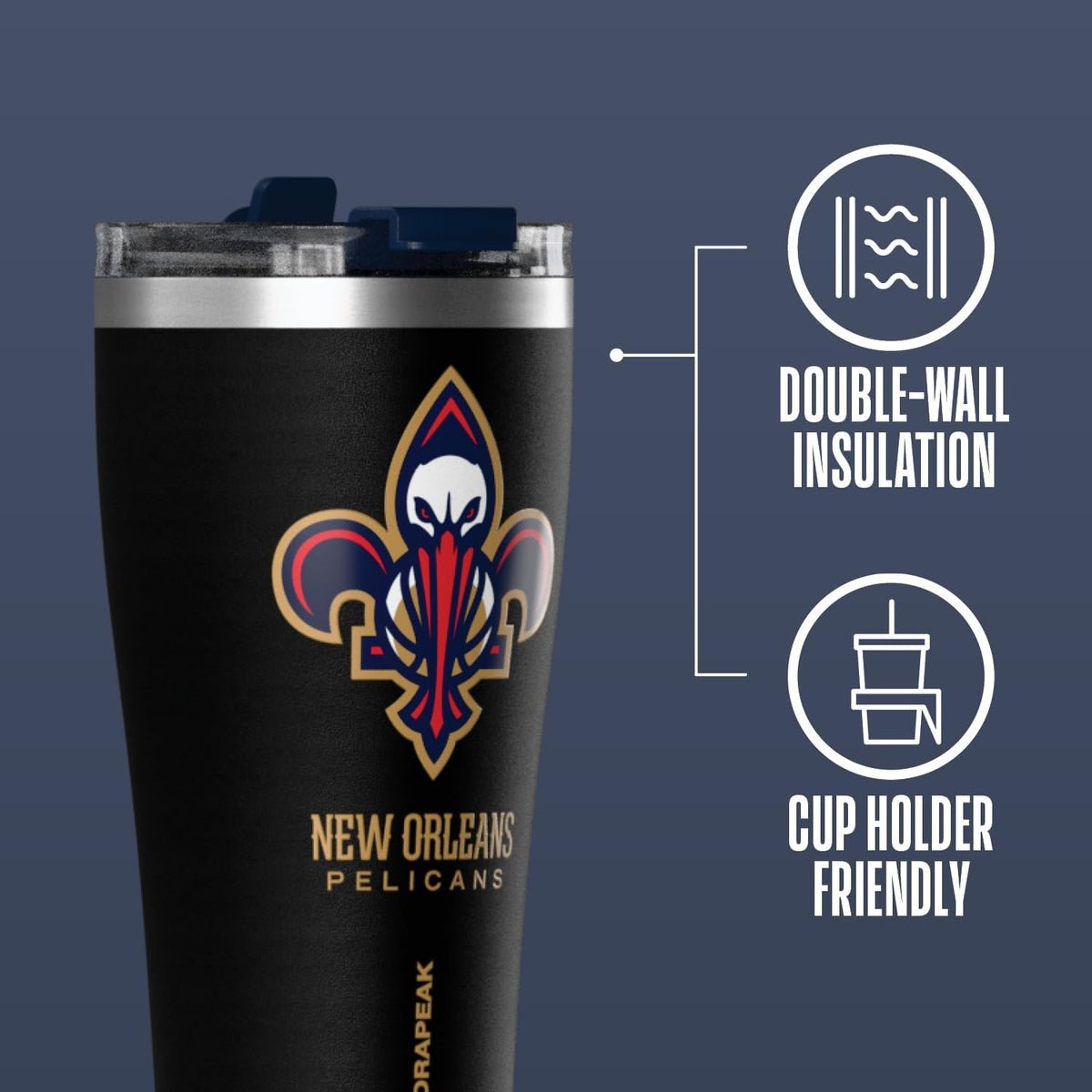 NBA Officially Licensed Houston Rockets 30oz Vacuum Insulated Stainless Steel Water Bottle with Straw Lid, Spill-Proof, Cup Holder Friendly Design for Daily Hydration