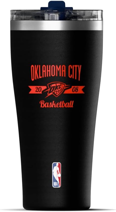 NBA Officially Licensed Houston Rockets 30oz Vacuum Insulated Stainless Steel Water Bottle with Straw Lid, Spill-Proof, Cup Holder Friendly Design for Daily Hydration