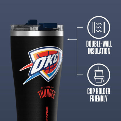 NBA Officially Licensed Houston Rockets 30oz Vacuum Insulated Stainless Steel Water Bottle with Straw Lid, Spill-Proof, Cup Holder Friendly Design for Daily Hydration