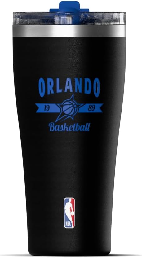 NBA Officially Licensed Houston Rockets 30oz Vacuum Insulated Stainless Steel Water Bottle with Straw Lid, Spill-Proof, Cup Holder Friendly Design for Daily Hydration