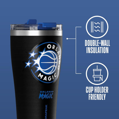 NBA Officially Licensed Houston Rockets 30oz Vacuum Insulated Stainless Steel Water Bottle with Straw Lid, Spill-Proof, Cup Holder Friendly Design for Daily Hydration